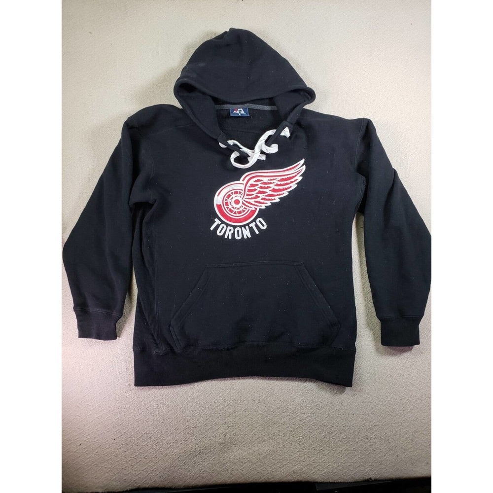 J. America Hoodie Mens Large Black Pullover Toronto Long Sleeve Drawstring